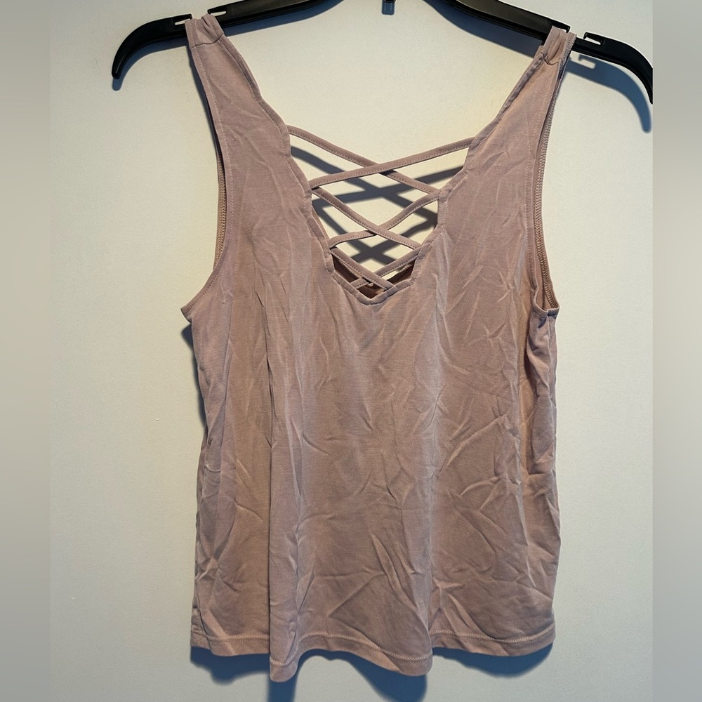 American Eagle Outfitters Dusty Pink/Mauve Crisscross Tank Top